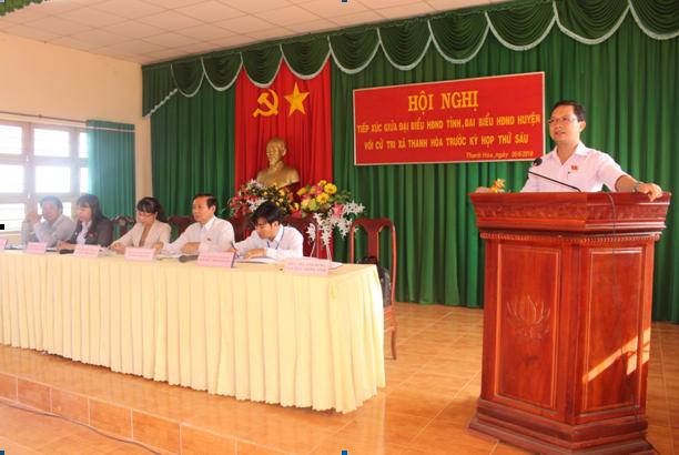 Ông Hà Anh Dũng - TUV - Đại biểu HĐND tỉnh - Bí thư Huyện ủy tiếp xúc cử tri xã Thanh Hòa-